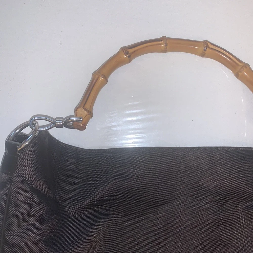 Gucci with Bamboo handle nylon and leather